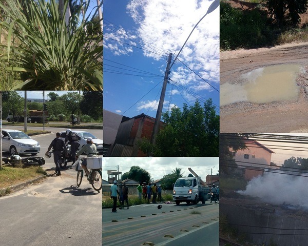 Fotos enviadas: Acidente com policial, fogo, mato na Linha Verde, via sem asfalto e fio caído
