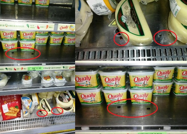 Leitor afirma ter flagrado insetos em balcão de refrigerados de supermercado em Linhares