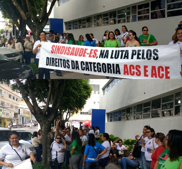 Sexta-feira de protesto: Servidores públicos se aglomeram em frente à Prefeitura de Linhares