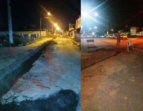 Planalto: Moradoras pedem iluminação em local de obra. Motociclista caiu e saiu ferido