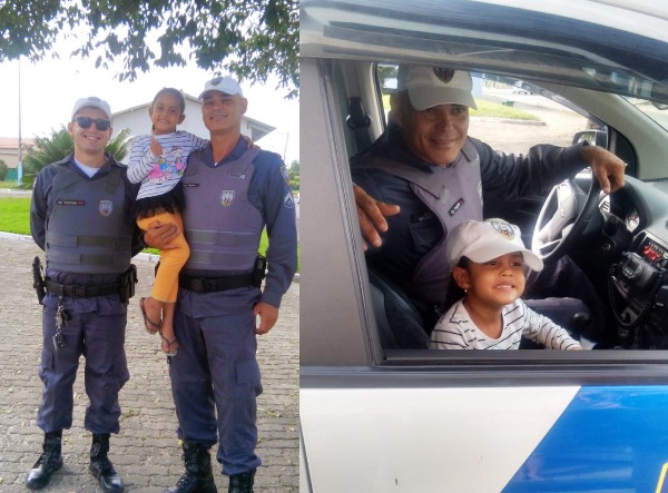 Mãe, pede para eu dar uma volta no carro deles? Garotinha realiza sonho no Planalto