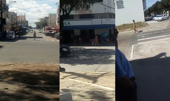 Travesti nua chama a atenção no Centro de Linhares