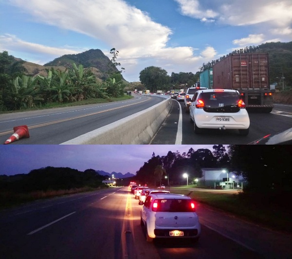 Trânsito parado na BR-101: Acho que meus netos verão a duplicação, diz motorista