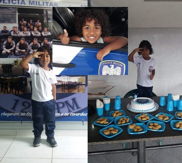 Garotinho realiza sonho de comemorar aniversário do 12º Batalhão da PM