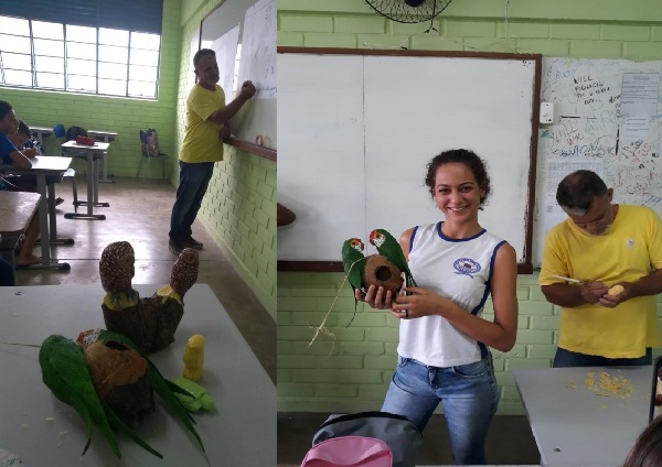 Escultor autodidata encanta ao ensinar em escola de Linhares
