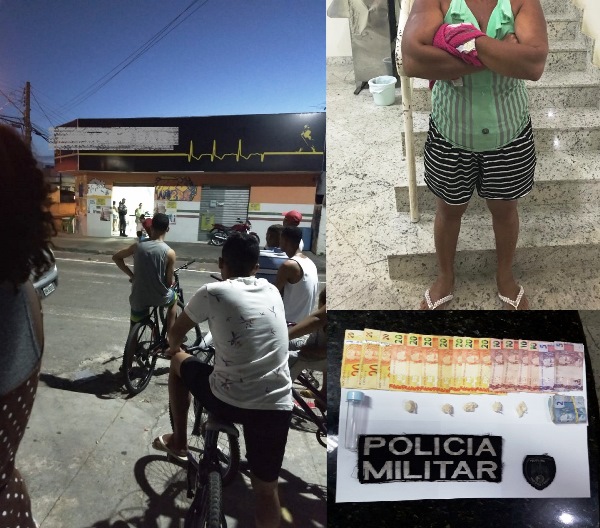 População observa ação da PM em bar em Linhares. Mulher é detida