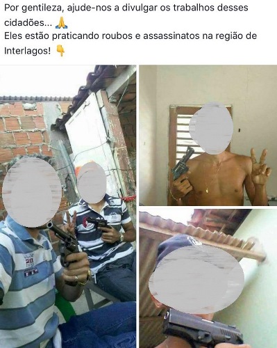 Bandidos de Linhares exibem pistola e revólveres na rede social