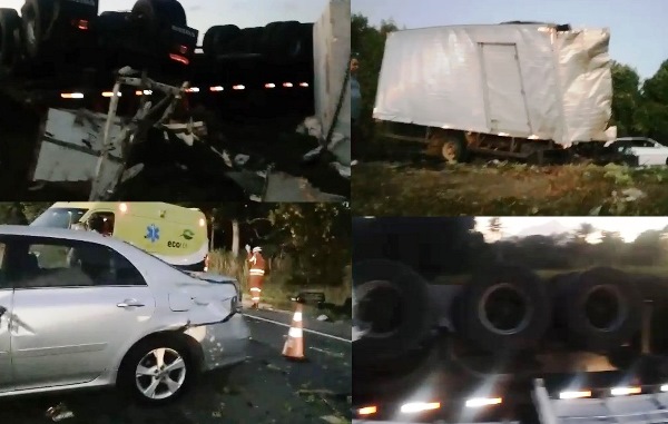 Vídeo: Morte e quatro veículos envolvidos em acidente nesta madrugada em Sooretama