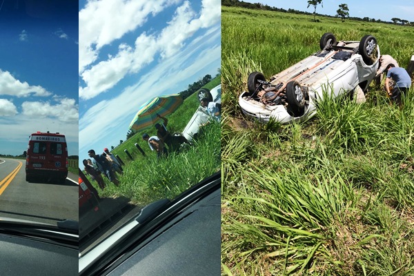 Mulher fica presa às ferragens em acidente na Estrada do Pontal