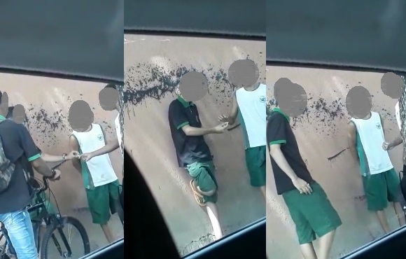 Estudantes uniformizados compram e fumam maconha em frente à escola, em Linhares