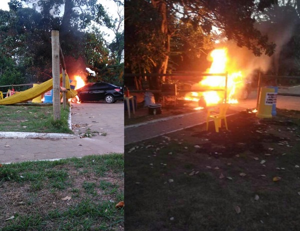 Regência: Fogo se alastra para carro e medo toma conta de quem viu a cena 