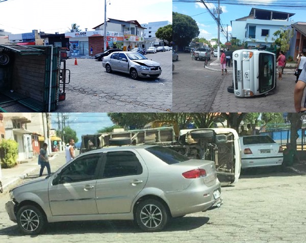 Acidente em esquina de via movimentada, no bairro Conceição