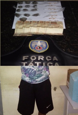 Força Tática flagra esconderijo de droga em grama, no Nova Esperança
