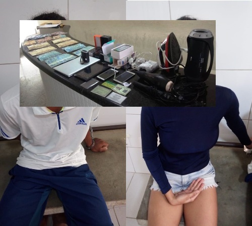 Centro: Casal é detido com mais de R$ 8 mil, celulares e outros produtos de furto