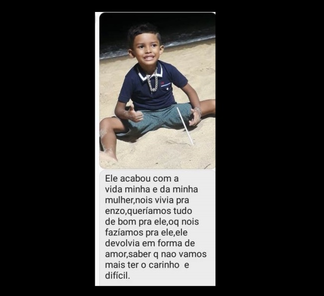 Corpo de Enzo chega para velório. Mãe se desespera