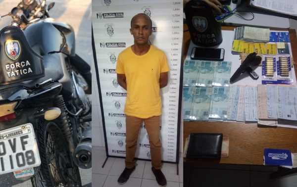 Homem é detido com mais de R$ 43 mil, arma, munições, cartões e senhas em Linhares
