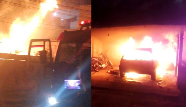 Moradores se desesperam para tentar conter fogo que destruiu carro e moto no Interlagos