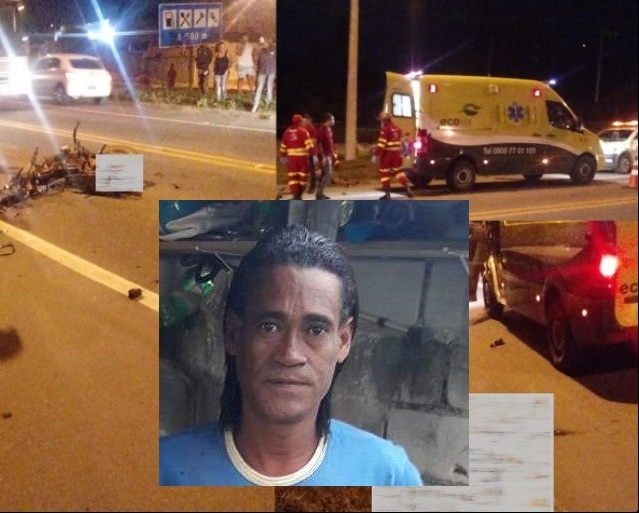 Acidente com vítima fatal entre moto e caminhão, em Sooretama. Vítima perdeu uma das pernas 