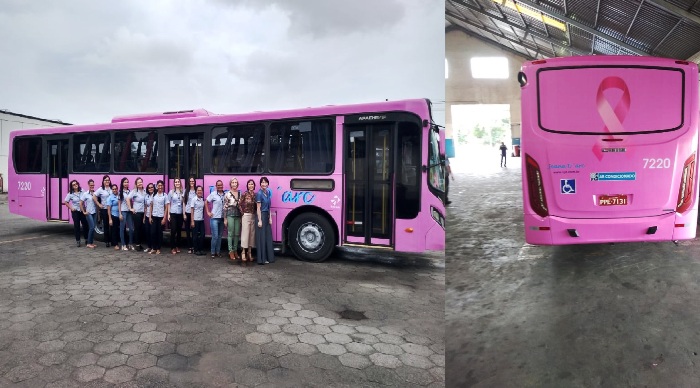 Ônibus rosa começa a circular pelas linhas de Linhares