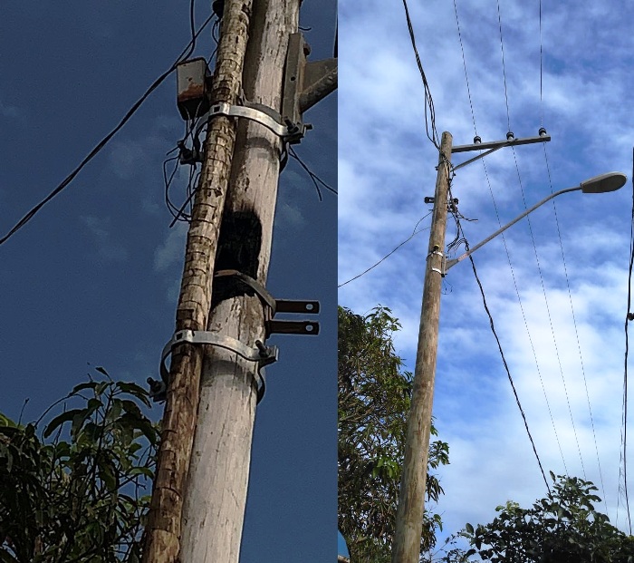 Acaba gambiarra em poste: EDP resolve problema reclamado por morador de Regência
