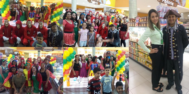 Personagens infantis invadem supermercado no Centro de Linhares