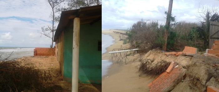 Mar avança ainda mais em Povoação. Família resiste em desocupar casa
