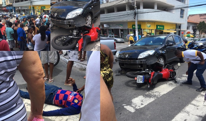 Motociclista ferido em acidente no Centro de Linhares
