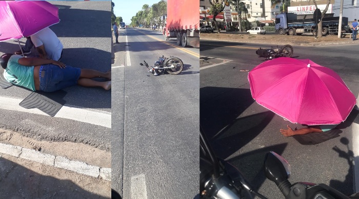 BR-101 em Linhares: Moto e carro colidem no trevo da MVC