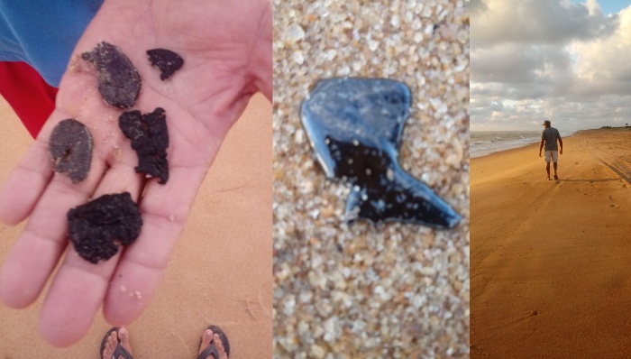 Vídeo: Óleo chega a Praia de Pontal do Ipiranga. Pescador mostra o produto e se preocupa