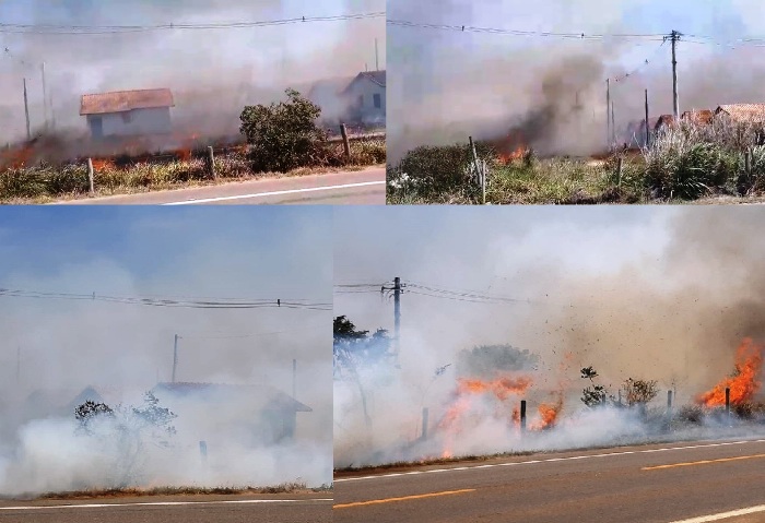 Vídeo: Fogo ameaça destruir diversas residências do Minha Casa Minha Vida em Linhares