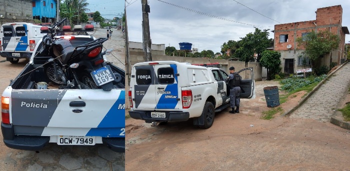 Moto tomada em assalto é recuperada no Pó do Shell, com capacete e tudo