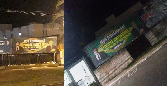 Apoio à prisão em 2° instância e ao pacote anticrime são destacados em outdoors em Linhares