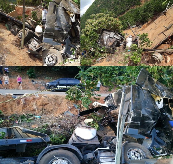 Menino de 7 anos morre e pai e amigo saem feridos de acidente com carreta em Linhares