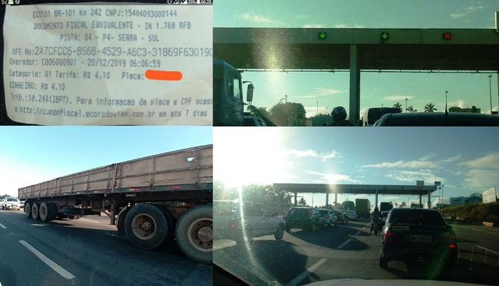 Motorista de Linhares se revolta em pedágio da BR-101, na Serra