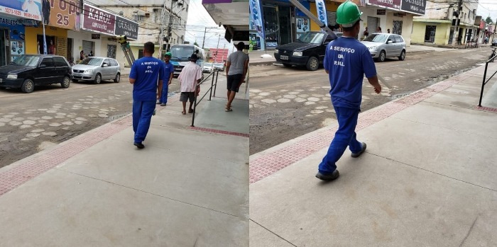 Trabalhadores a serviço da PML são fotografados trabalhando para a Prefeitura de Sooretama