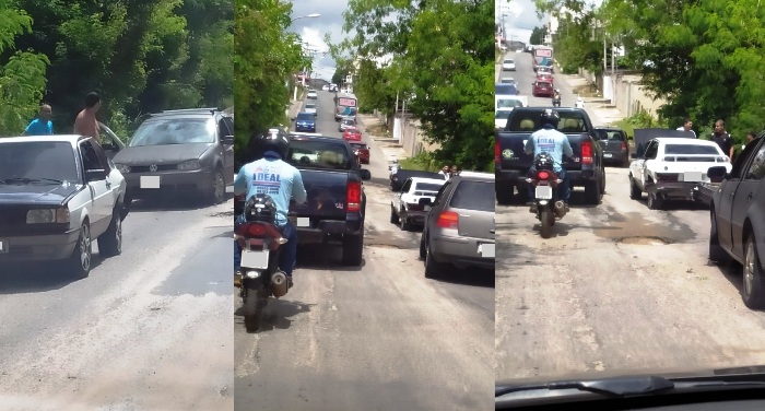 Buraco causa acidente na estrada de acesso ao São José