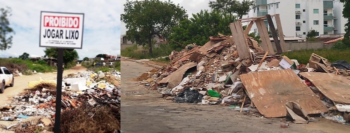 Põe placa aqui, pede moradora do Três Barras sobre acúmulo de entulho e lixo