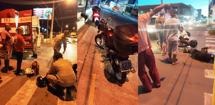 Acidente entre moto e bicicleta deixa GCM ferido no Centro de Linhares