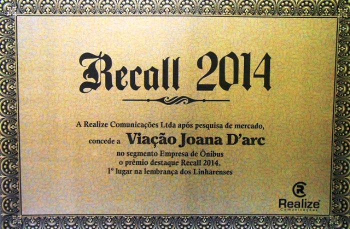 Joana Darc recebe prêmio Recall 2014