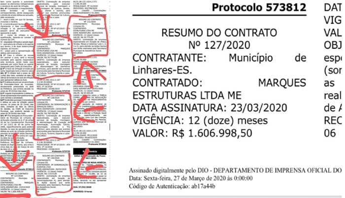 Prefeitura de Linhares rescinde contratos após prints proliferarem na rede social