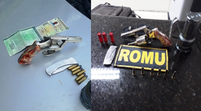GCMs desacatados no Centro de Linhares apreendem arma e munição