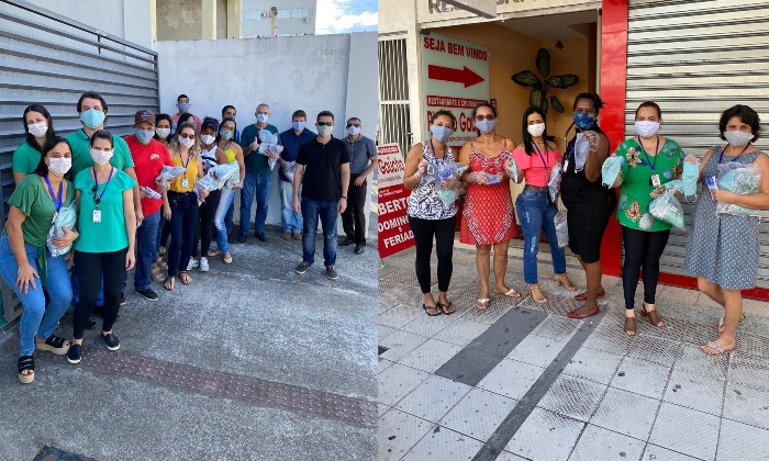 Funcionários da CML entregam máscaras de proteção a moradores de Linhares