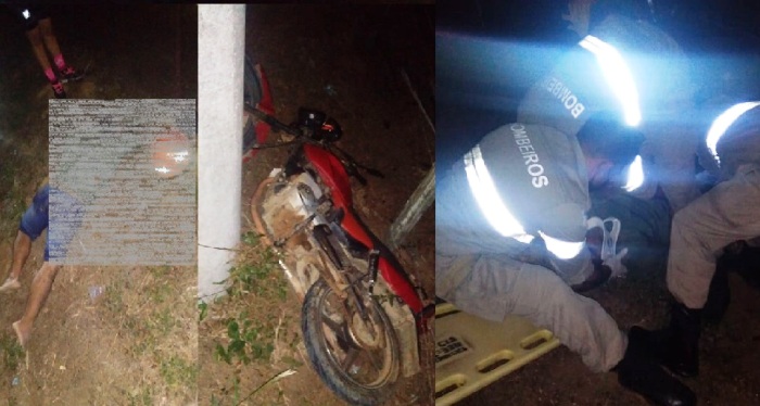 Moto colide em cerca e condutor sai ferido na Estrada de Regência