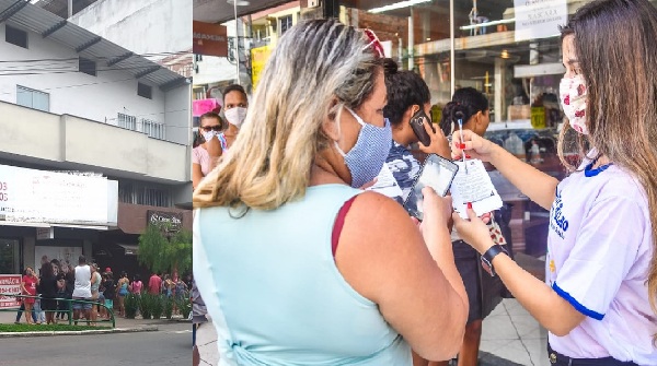 Triagem em filas de agências bancárias que dobram quarteirões em Linhares