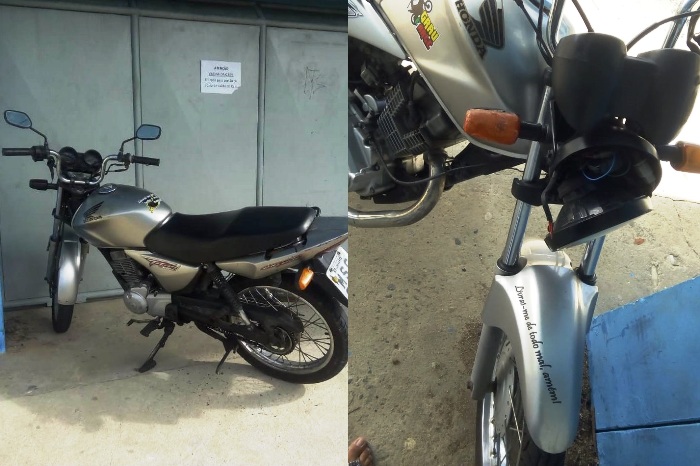 Bandido quebra frente de moto para ligação direta. Veículo foi recuperado