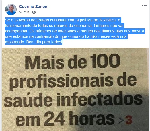 Linhares não vai acompanhar flexibilização de todos os setores da economia, diz prefeito
