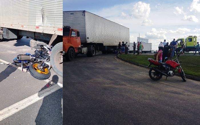 Moto vai parar sob roda de carreta em acidente em Sooretama