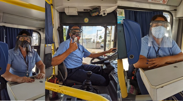 Joana Darc: Cobradores e motoristas recebem proteção facial em acrílico