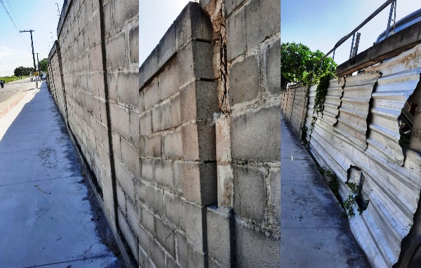 Corre risco de cair em cima de alguém, afirma leitor sobre muro no Três Barras