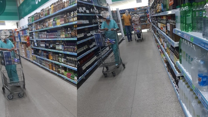 Leitora flagra profissional da saúde uniformizada e fazendo compras em supermercado de Linhares